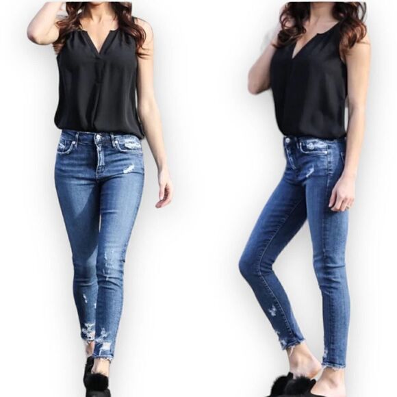 AGOLDE Sophie Distressed High Waist Cropped Skinny Jeans Women’s Size 28 - Picture 1 of 10